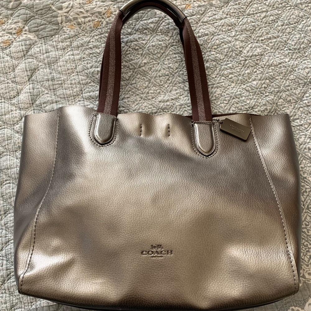 Gunmetal Coach Pebble Tote